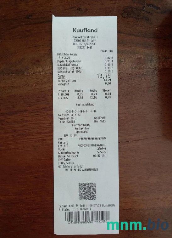Niemcy Kaufland szablon pokwitowania płatności PSD